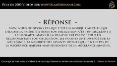 Celui qui ne voit pas la mécréance de celui qui délaisse la prière par paresse est-il mourji ?