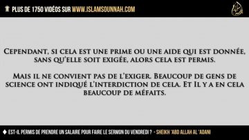 Est-il permis de prendre un salaire pour faire le sermon du vendredi ?