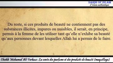 La vente des parfums et des produits de beauté maquillage -Cheikh Mohamed Ali Ferkous-