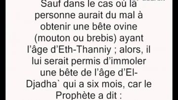 Lâge légal de la bête destinée au sacrifice de lAïd -Cheikh Mohamed Ali Ferkous-