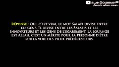 Il ne faut pas dire « Salafi » car il divise entre les gens ? – Sheikh Sâlih Al-Fawzan