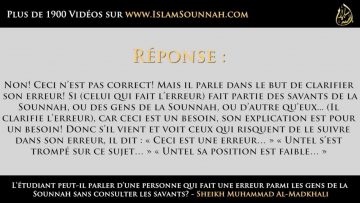 Létudiant peut-il parler dune personne qui fait une erreur parmi les gens de la  Sounnah