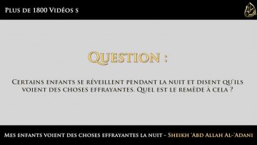 Mes enfants voient des choses effrayantes la nuit – Sheikh Abd Allah Al-Adani