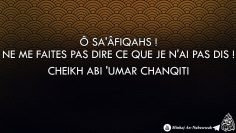 Ô Saafiqah ! Ne me faites pas dire ce que je nai pas dis ! – Cheikh Abi Umar Chanqiti