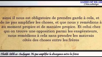 Ne pas amplifier la divergence entre les frères -Cheikh Sâlah as-Souhaymî-