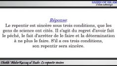 Le repentir sincère -Cheikh Abderrazzaq al Badr-