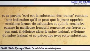 La salutation de certains jeunes -Cheikh AbderRazzaq al Badr-