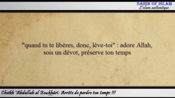 Arrête de perdre ton temps ! – Cheikh Abdallah Boukhârî